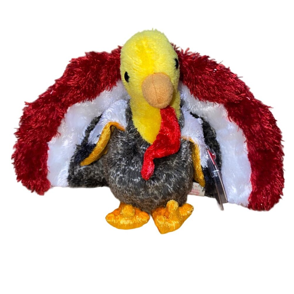 Ty Beanie Babies TURK-e The Turkey Plush Stuffed Animal Toy Collectible 6" Red/W